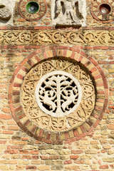 decoration on abbey nartex wall , Pomposa, Italy