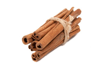 Cinnamon spice sticks isolated on the white