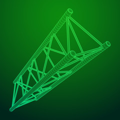 Truss girder element. Wireframe low poly mesh vector illustration.