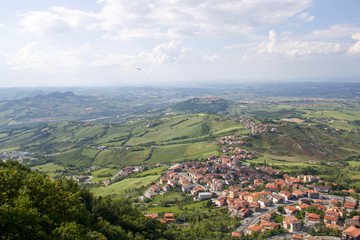 aerial view of the emilia romagna coast from The republic of San Marino