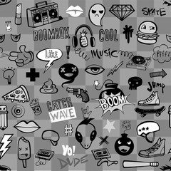 Seamless pattern with Hipsters teens doodles