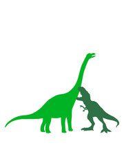 t-rex böse tyranosaurus rex gefährlich fressen beißen Diplodocus langhals groß riesig silhouette umriss dino dinosaurier saurier clipart comic cartoon design