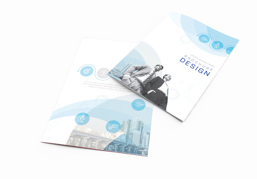 Brochure Layout With Blue Accents