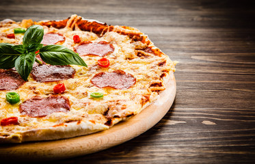 Pizza pepperoni with salami 