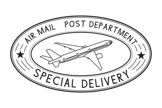 Postmark Special delivery. Black oval postal sign