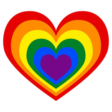 Romantic heart in a color lgbt on a white background