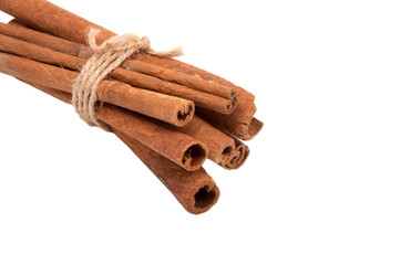 Cinnamon spice sticks isolated on the white
