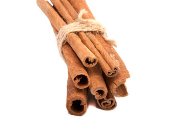 Cinnamon spice sticks isolated on the white