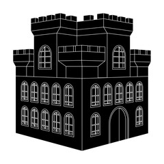 Castle. Black isometric drawing