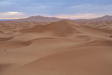 Obraz na płótnie Canvas deserto sahara marocco tramonto sabbia dune