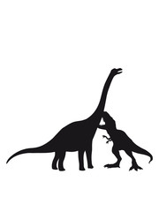 t-rex böse tyranosaurus rex gefährlich fressen beißen Diplodocus langhals groß riesig silhouette umriss dino dinosaurier saurier clipart comic cartoon design