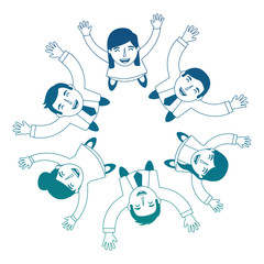 aerial view of group business people celebrating isolated icon vector illustration design