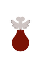 Vector illustration of Chicken Leg with Wings. Flying Food Concept.