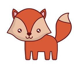 cute fox icon over white background, colorful design. vector illustration