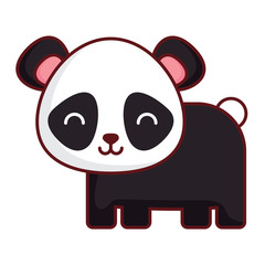 cute panda bear icon over white background, colorful design. vector illustration