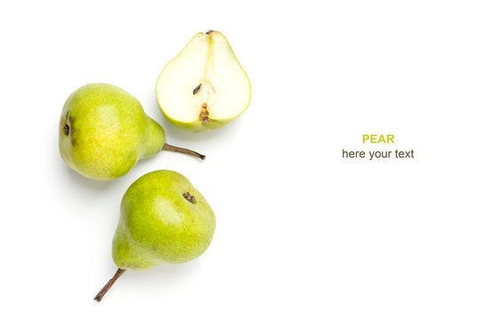 Pear on white background. Fresh healthy fruit.