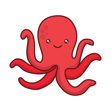 cute octopus icon over white background, colorful design. vector illustration