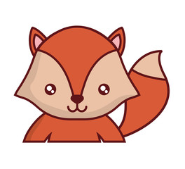 cute fox icon over white background, colorful design. vector illustration