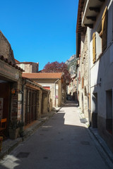 Fototapeta na wymiar A street in Villefranche-De-Conflent city, Languedoc-Roussillon, France