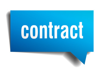 contract blue 3d speech bubble