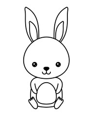 cute rabbit icon over white background, vector illustration