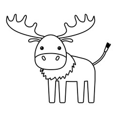 cute elk icon over white background, vector illustration