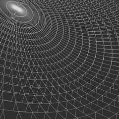 Abstract 3d Illuminated distorted Mesh Sphere . Neon Sign . Futuristic Technology HUD Element . Elegant Destroyed . Big data visualization .