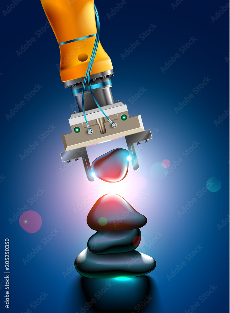 Leinwandbilder Artificial intelligence trains robotic arm. Machine learning. Future concepts. Robot manipulators ultra precise positional accuracy.