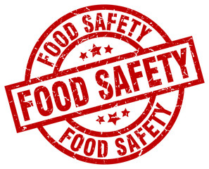 food safety round red grunge stamp