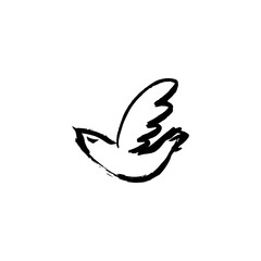 Obraz premium Hand sketched bird. Black cut silhouette on a white background. Hand drawn design elements. Vector illustration.
