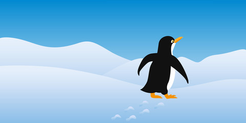 pinguin spaziert durch den schnee © krissikunterbunt
