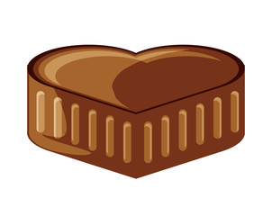 heart of chocolate over white background, colorful design. vector illustration