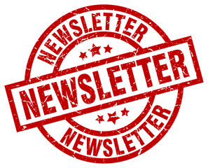 newsletter round red grunge stamp