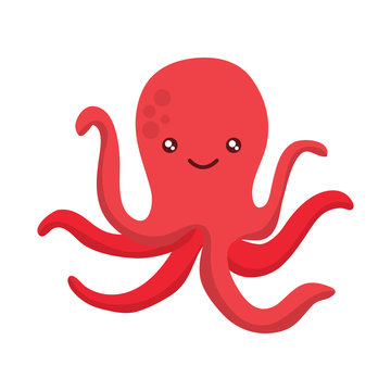 cute octopus icon over white background, colorful design. vector illustration