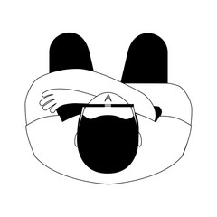 aerial view of young man with crossed hands vector illustration design