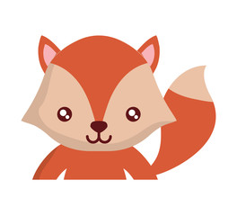 cute fox icon over white background, colorful design. vector illustration