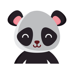 cute panda bear icon over white background, colorful design. vector illustration