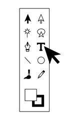 graphic design tools panel with arrow cursor vector illustration design