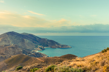 Fototapeta na wymiar Greek coastline on Peloponnese, Mani Peninsula