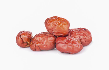 Jujube, Chinese dried red  fruit on white background