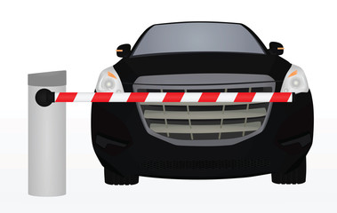 Barrier in front of car. vector illustration