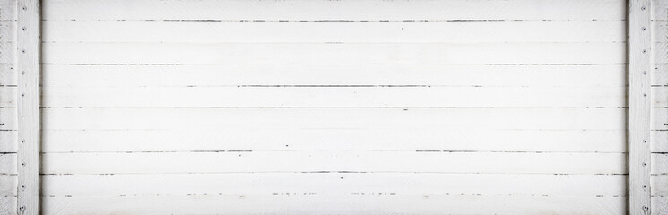 horizontal panoramic vintage white retro background with wooden planks