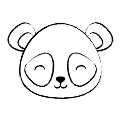Naklejka premium sketch of cute panda bear icon over white background, colorful design. vector illustration