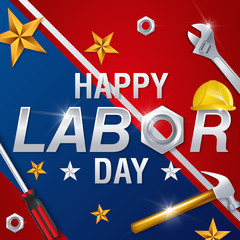 Happy American Labor Day Greeting Card Design
