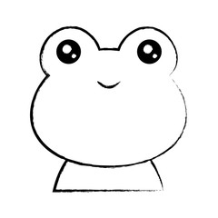 sketch of cute frog icon over white background, colorful design. vector illustration