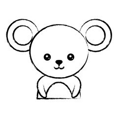 sketch of cute mouse icon over white background. vector illustration