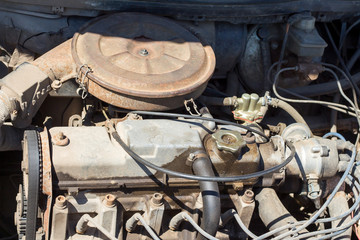 Fototapeta premium working motor of an old car