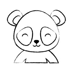sketch of cute panda bear icon over white background, colorful design. vector illustration