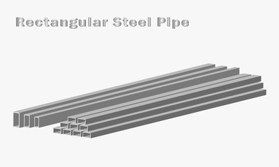 Isolated Rectangular steel pipe, construction industry