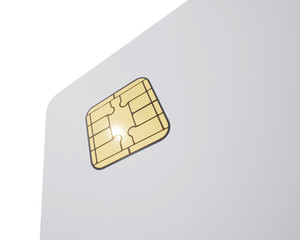 Chip credit card closeup. 3d rendering. Isolated on white background